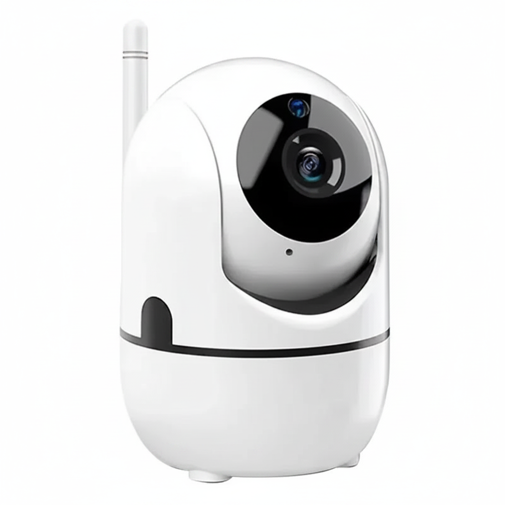 Smart security camera on white background